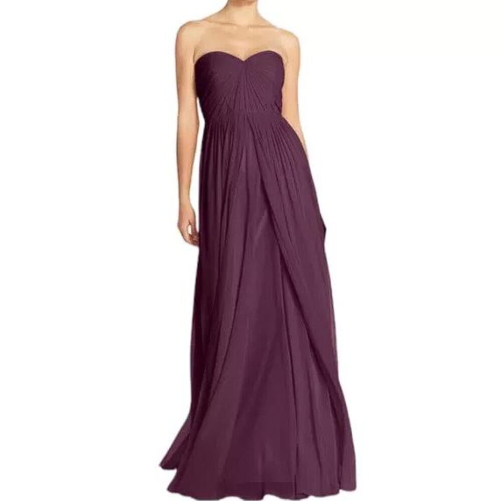 JENNY YOO Women's Aidan Convertible Luxe Chiffon Gown Dress Size 8 In Plum